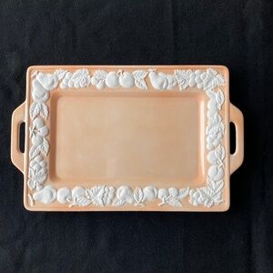 PLATTER by Shafford Cameo Peach White Fruit Design Vintage